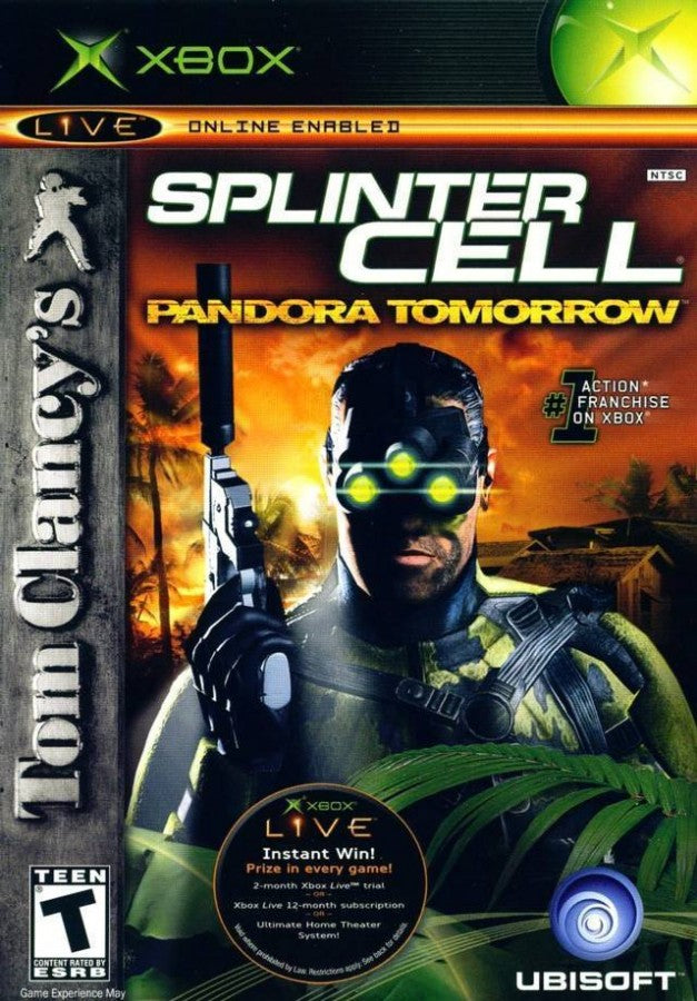 Tom Clancy’s Splinter Cell Pandora Tomorrow for Xbox stealth action video game featuring tactical espionage gameplay night vision and gadgets story driven missions multiplayer modes and classic Sam Fisher stealth experience cover art