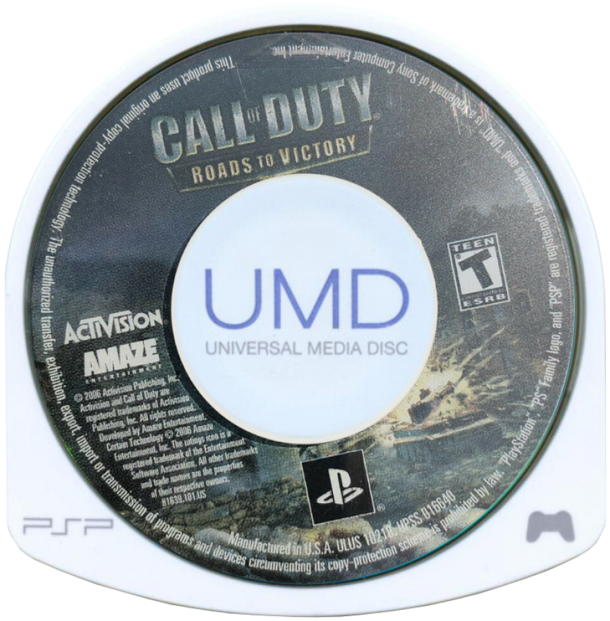 Call of Duty: Roads to Victory – PlayStation Portable (PSP) disc for first-person shooter video game