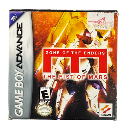 Zone of the Enders The Fist of Mars Game Boy Advance GBA for tactical strategy role playing video game fans featuring futuristic mecha battles turn based combat anime inspired storytelling character development challenging missions and classic Konami handheld gameplay collectible retro Nintendo Game Boy Advance gaming appeal cover art