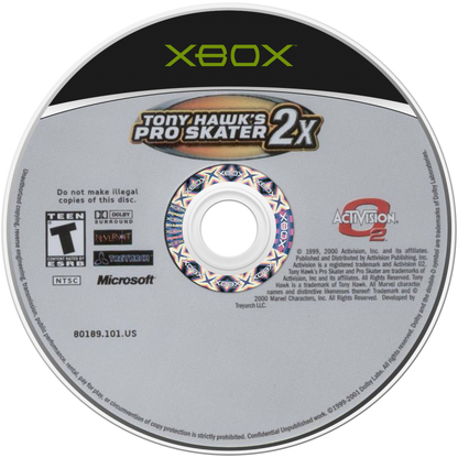 Tony Hawk's Pro Skater 2X Microsoft Xbox Original Xbox video game featuring skateboarding action gameplay professional skaters trick combos grinding ramps skate parks challenges career mode and extreme sports gameplay retro video game collection collectible gaming appeal disc
