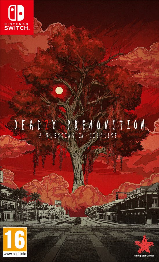 Deadly Premonition 2 A Blessing in Disguise Nintendo Switch inspired design featuring mystery horror adventure aesthetic small town investigation supernatural suspense eccentric characters open world exploration cinematic storytelling atmospheric detective gameplay presentation cover art 