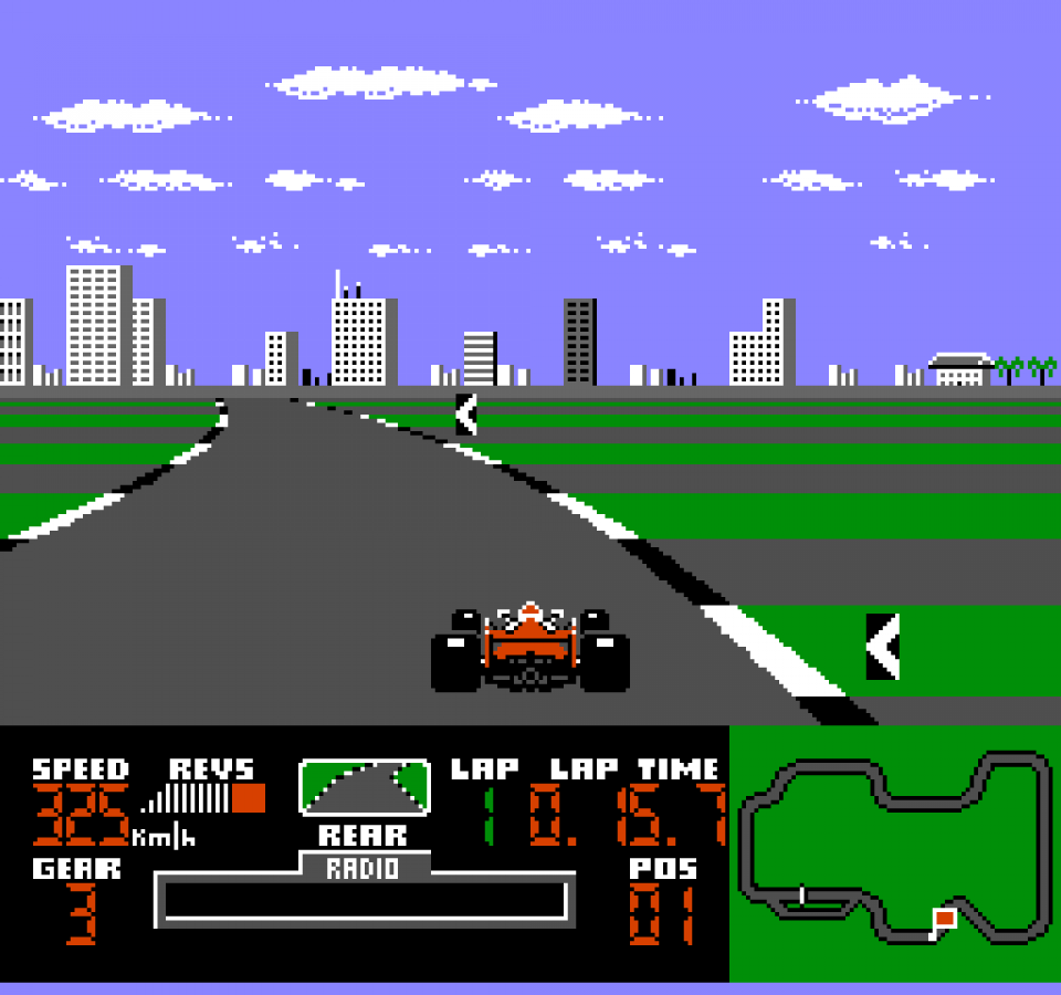 Ferrari Grand Prix Challenge retro NES video game Ferrari Grand Prix Challenge Formula 1 racing simulation high speed competition arcade gameplay classic racing console title Nintendo Entertainment System release gameplay