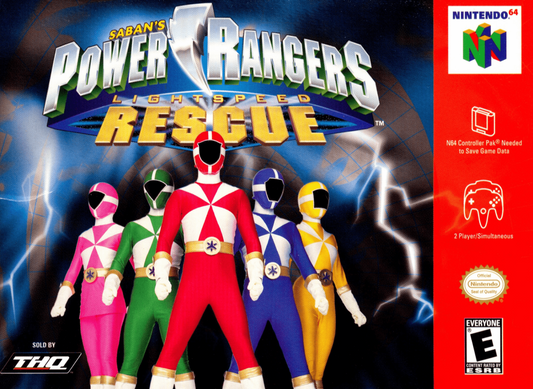 Power Rangers Lightspeed Rescue game cover for Nintendo 64 video game. 