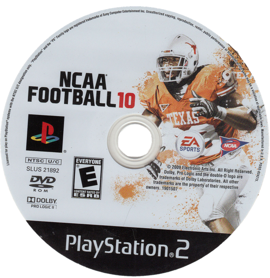NCAA Football 10 – PlayStation 2 (PS2) college football sports video game disc
