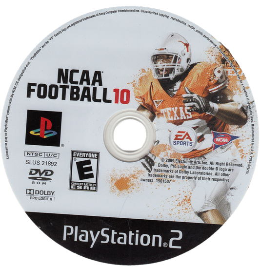 NCAA Football 10 – PlayStation 2 (PS2) college football sports video game disc