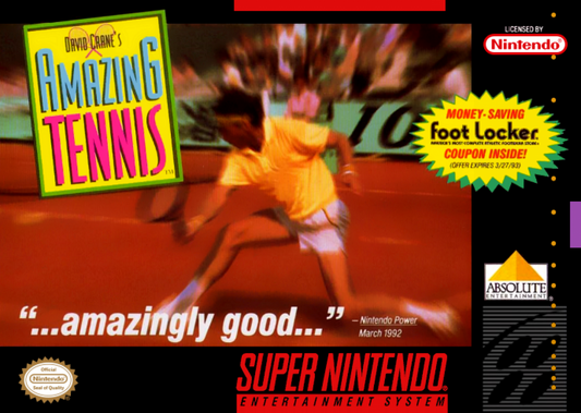 David Crane's Amazing Tennis cover art for Super Nintendo Entertainment System (SNES) video game