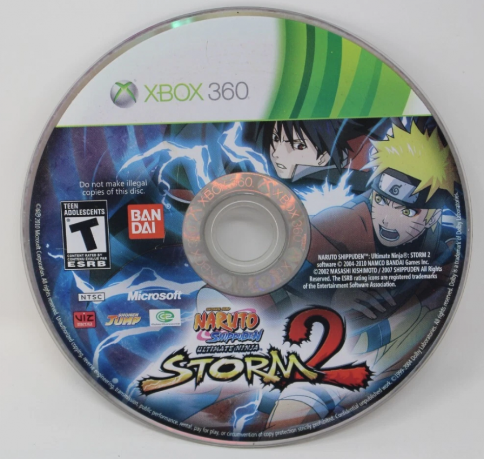Naruto Shippuden: Ultimate Ninja Storm 2 disc for Xbox 360 (X360) anime fighting video game