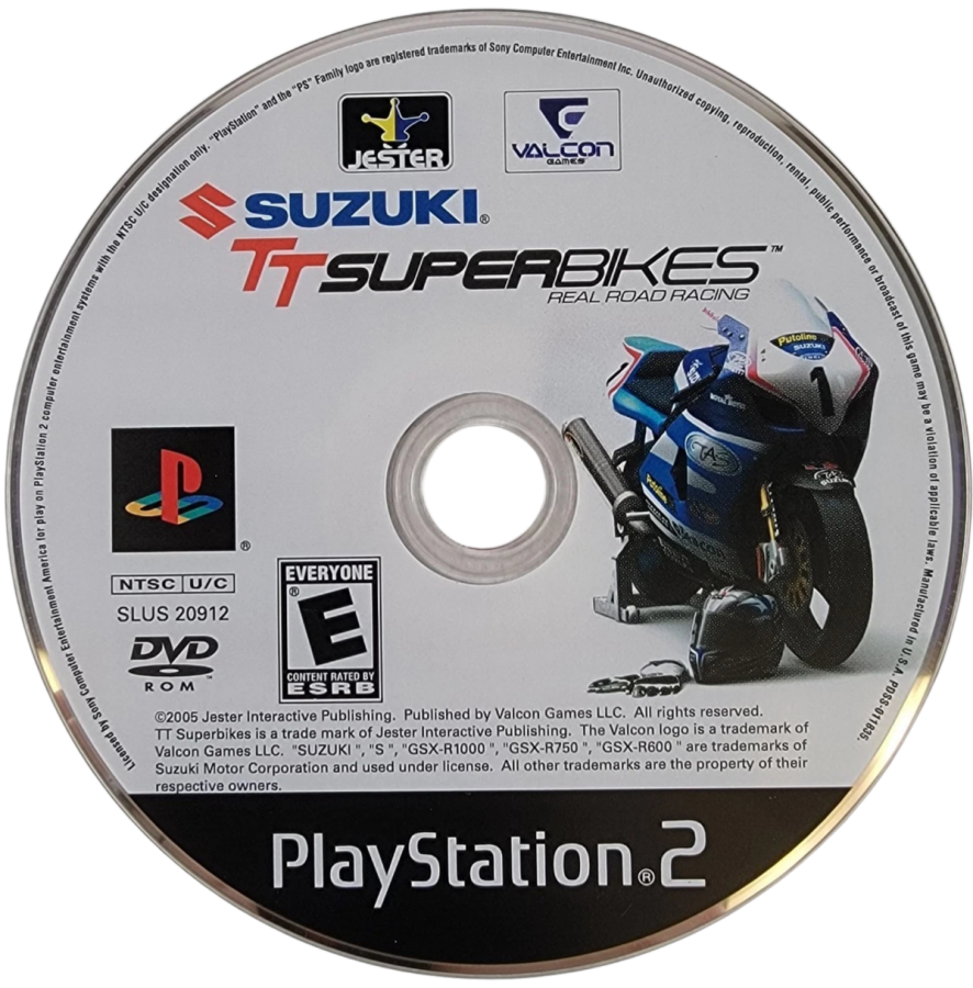Suzuki TT Superbikes – PlayStation 2 (PS2) video game disc, motorcycle racing simulation.
