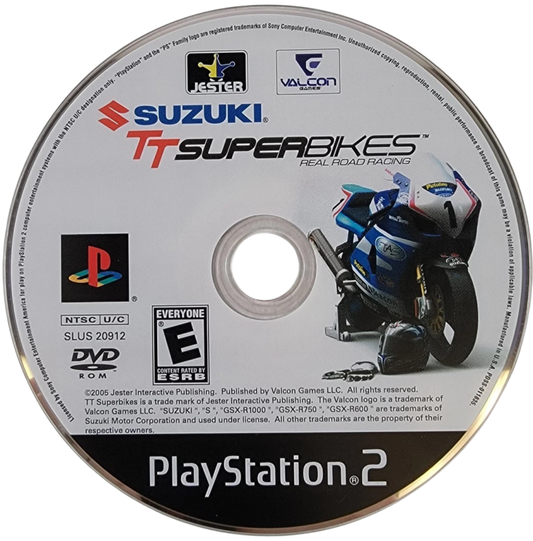Suzuki TT Superbikes – PlayStation 2 (PS2) video game disc, motorcycle racing simulation.