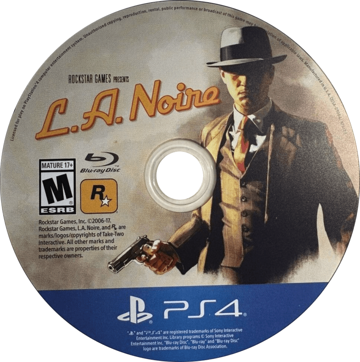 L.A. Noire PlayStation 4 PS4 for action adventure detective video game fans featuring crime investigation interrogation gameplay police cases open world Los Angeles exploration evidence gathering realistic facial animation cinematic storytelling vehicle driving and immersive noir atmosphere collectible gaming appeal game disc