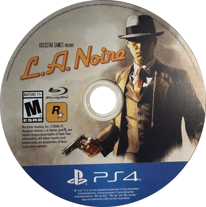 L.A. Noire PlayStation 4 PS4 for action adventure detective video game fans featuring crime investigation interrogation gameplay police cases open world Los Angeles exploration evidence gathering realistic facial animation cinematic storytelling vehicle driving and immersive noir atmosphere collectible gaming appeal game disc