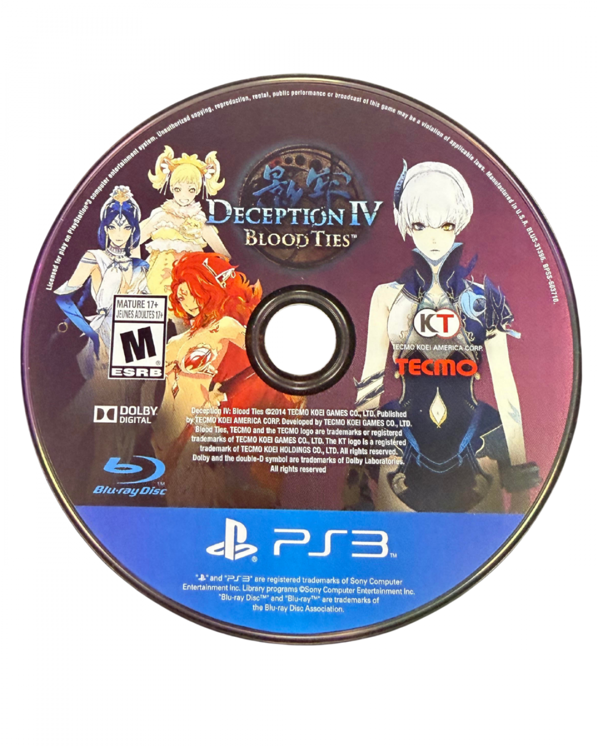 Deception IV: Blood Ties disc for PlayStation 3 (PS3) video game