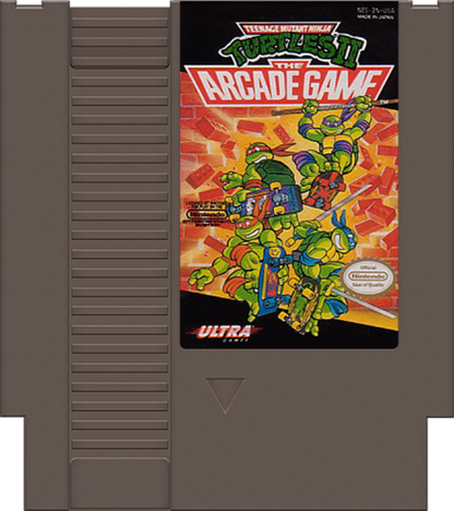 Teenage Mutant Ninja Turtles II: The Arcade Game cartridge for Nintendo Entertainment System (NES) retro video game