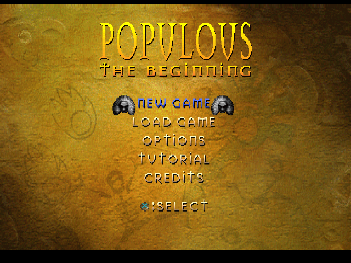 Populous: The Beginning title card for PlayStation 1 (PS1) real-time strategy video game