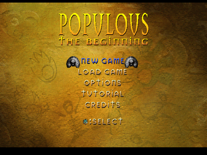 Populous: The Beginning title card for PlayStation 1 (PS1) real-time strategy video game