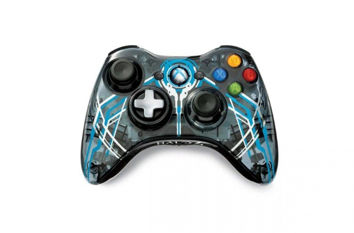 Xbox 360 Wireless Controller Halo 4 Forerunner Edition gaming controller featuring Halo 4 Forerunner themed design wireless Xbox 360 compatibility ergonomic controls analog sticks buttons triggers and D pad Halo gaming accessory collectible controller and classic Xbox 360 gaming hardware appeal