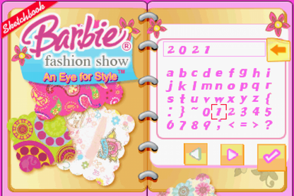 Barbie Fashion Show An Eye for Style Nintendo DS video game, fashion design gameplay, style challenges, family-friendly handheld console title gameplay screenshot main menu