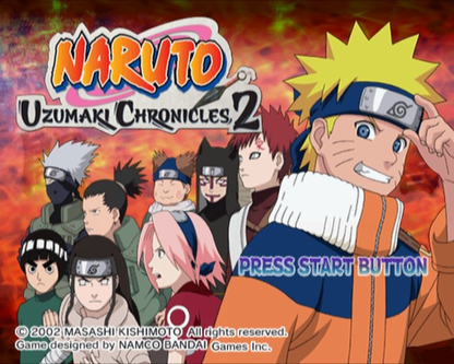 Naruto: Uzumaki Chronicles 2 – PlayStation 2 (PS2) action role-playing video game title screen