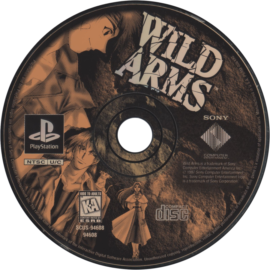 Wild Arms PlayStation 1 PS1 for role playing adventure retro video game fans featuring turn based battles Wild West fantasy exploration dungeon puzzles magical abilities memorable characters epic storytelling collectible gaming appeal disc