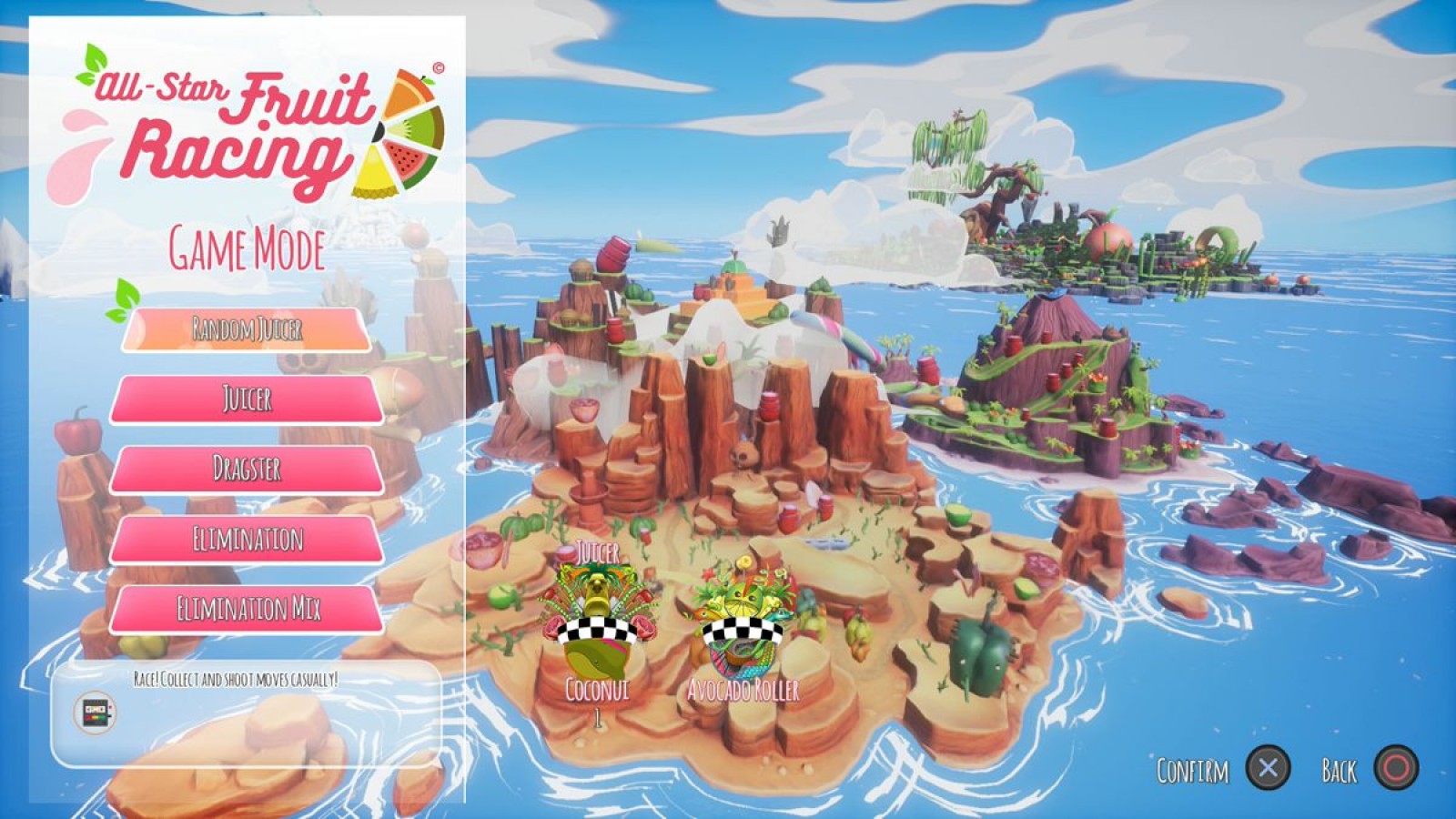 All Star Fruit Racing gameplay for PlayStation 4 (PS4) colorful fruit-themed kart racing game