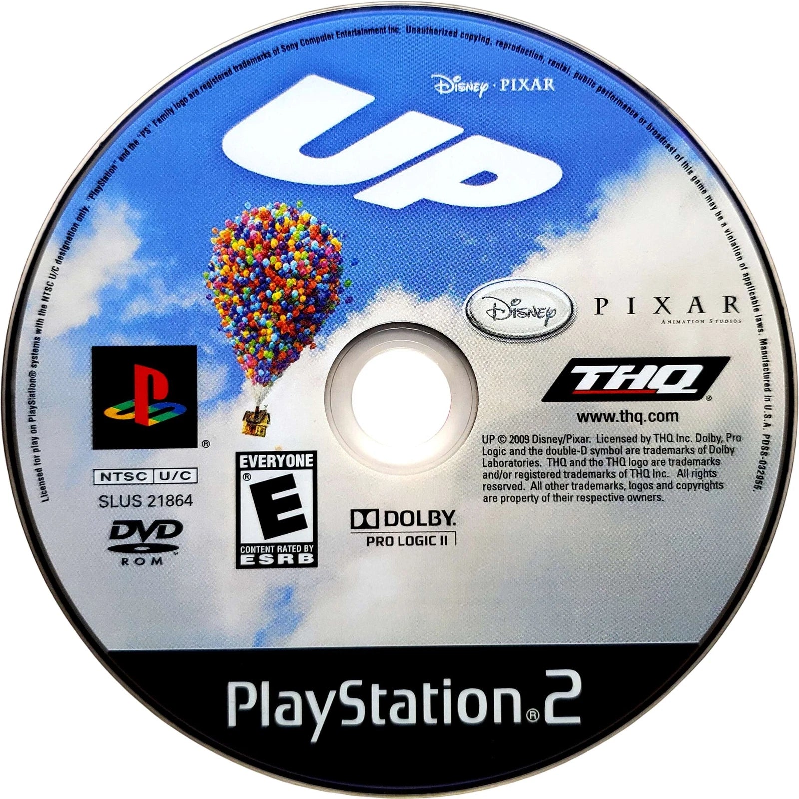 Disney Pixar's Up disc for PlayStation 2 (PS2) adventure platformer video game based on the animated film