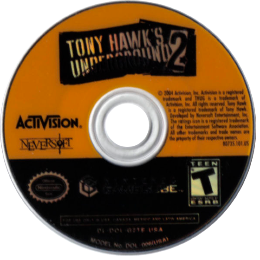 Tony Hawk’s Underground 2 GameCube game featuring arcade skateboarding gameplay, stunt tricks, and Jackass-inspired missions disc