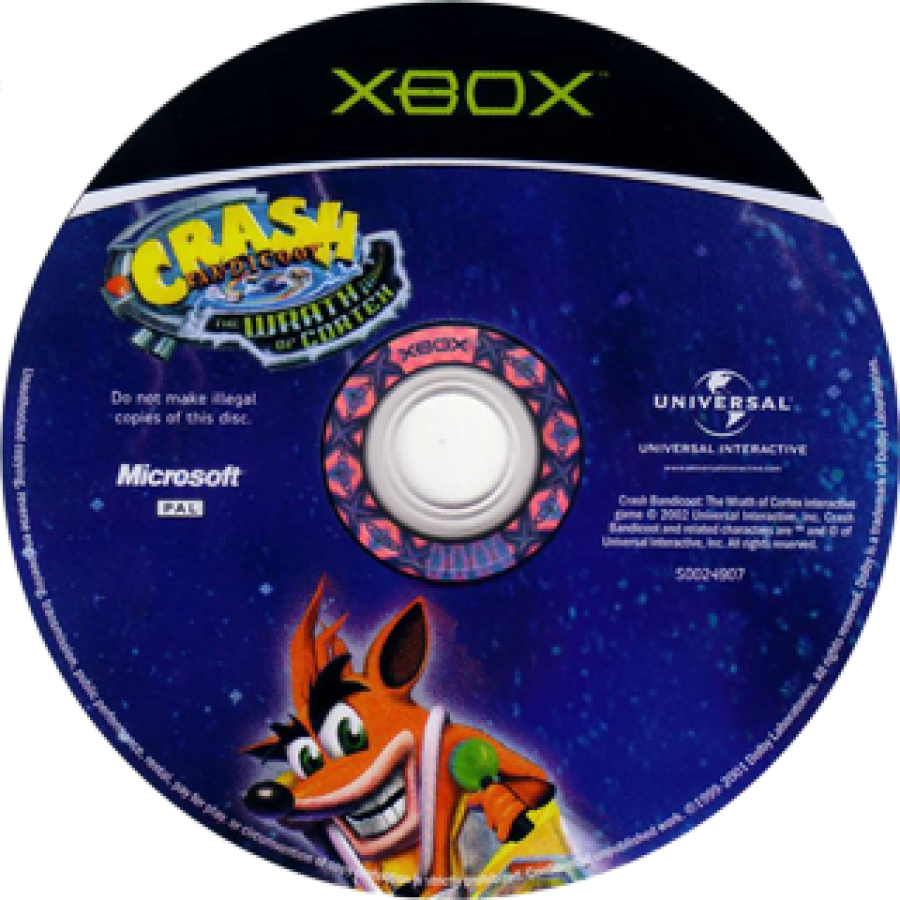 Crash Bandicoot: The Wrath of Cortex disc art for Xbox (XBOX) video game