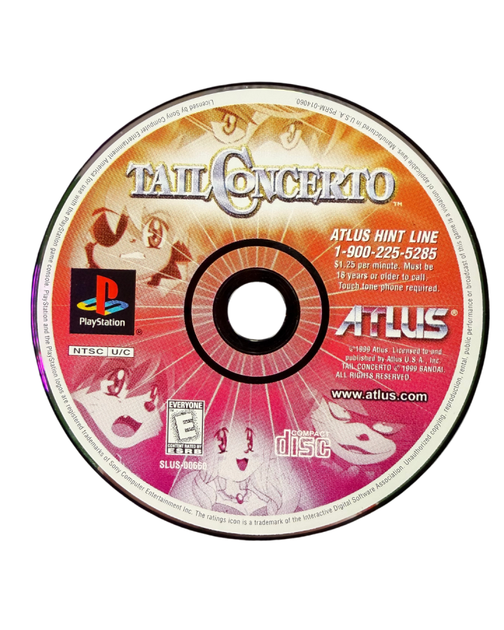 Tail Concerto PlayStation PS1 for action adventure video game fans featuring anime inspired storytelling 3D platforming gameplay robot mech combat charming anthropomorphic characters puzzle solving exploration colorful fantasy world classic cyberpunk adventure collectible gaming appeal disc