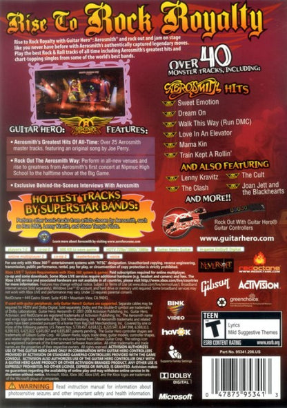 Guitar Hero: Aerosmith back of case for Xbox 360 (X360) music rhythm video game