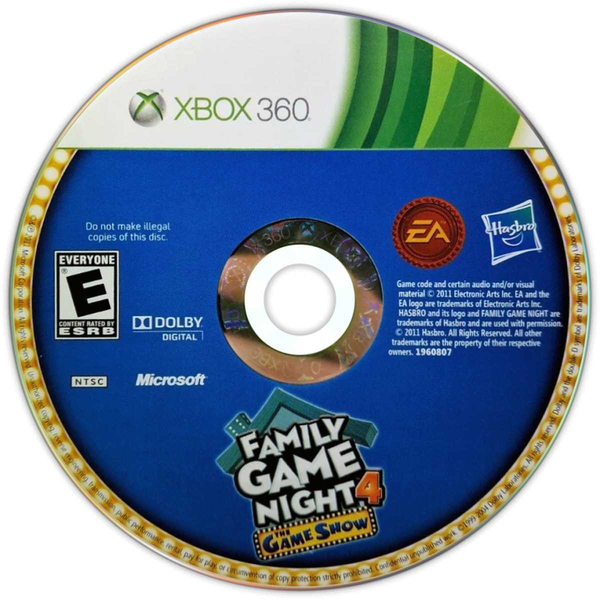 Family Game Night 4 for Xbox 360 party video game featuring classic board game adaptations multiplayer mini games family friendly challenges and interactive casual gaming experience disc
