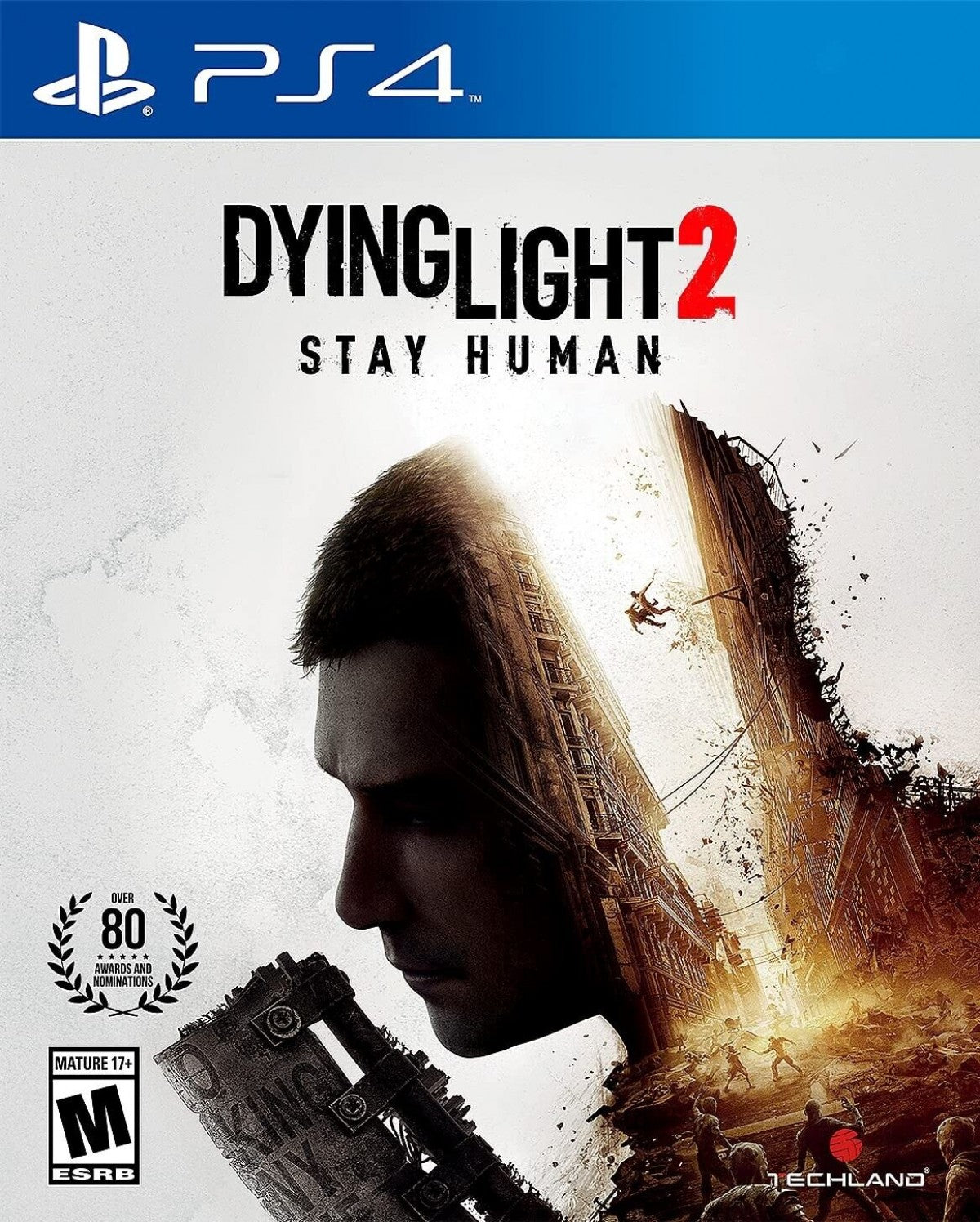 Dying Light 2: Stay Human – PlayStation 4 (PS4) video game cover image, action survival horror by Techland