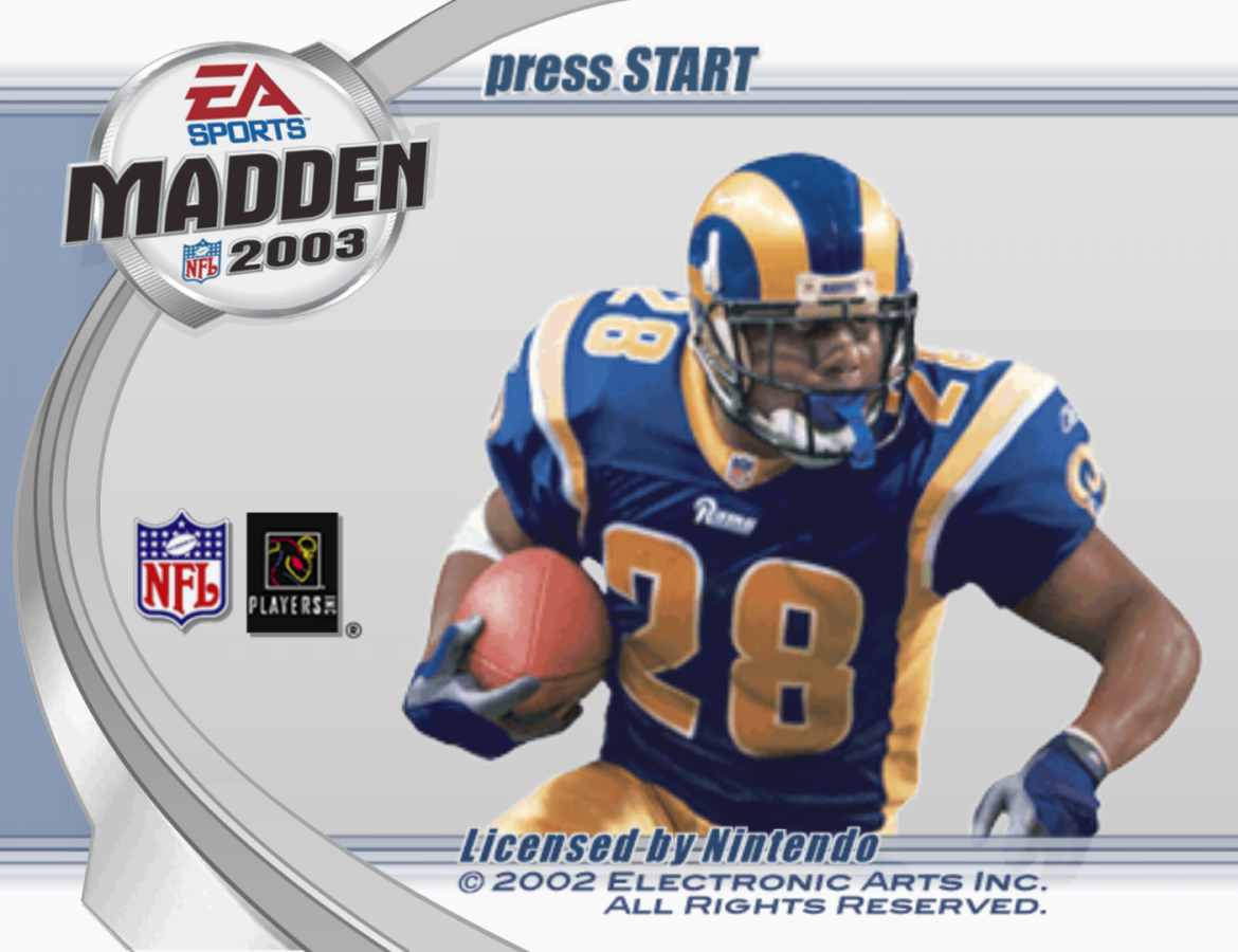 Madden NFL 2003 start screen for GameCube (GC) sports football video game