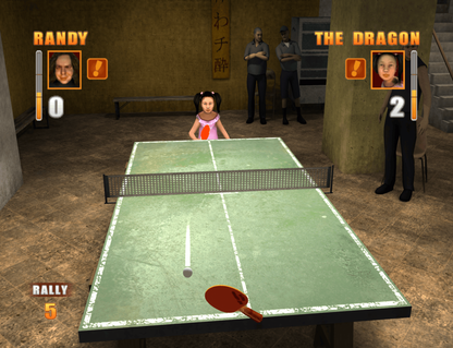 Retro Balls of Fury Wii inspired design featuring comedic table tennis action aesthetic motion controlled gameplay quirky martial arts humor over the top ping pong battles colorful arcade style sports entertainment nostalgic Nintendo Wii presentation gameplay