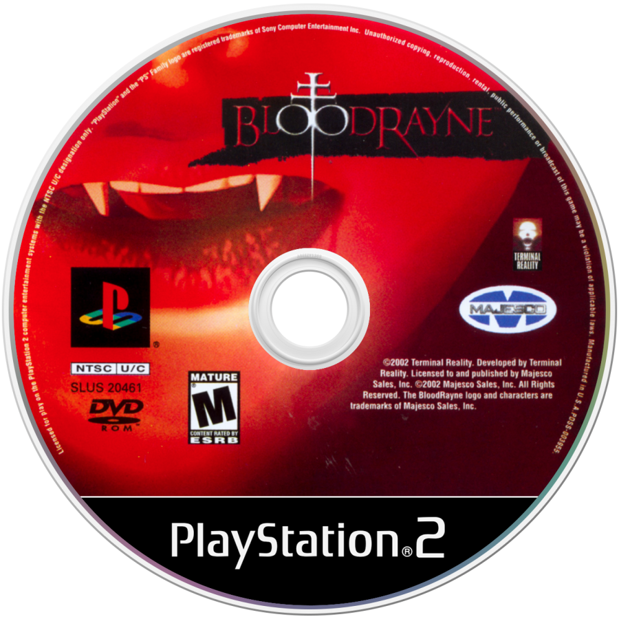 BloodRayne PS2 PlayStation 2 action hack and slash horror game retro video game disc