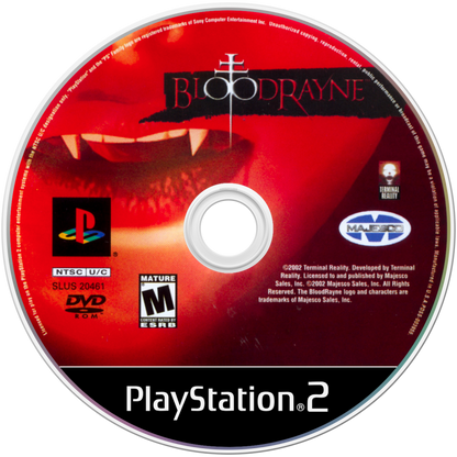BloodRayne PS2 PlayStation 2 action hack and slash horror game retro video game disc