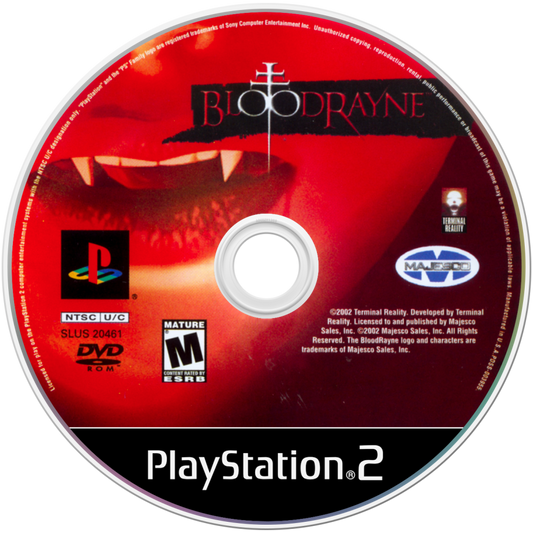 BloodRayne PS2 PlayStation 2 action hack and slash horror game retro video game disc