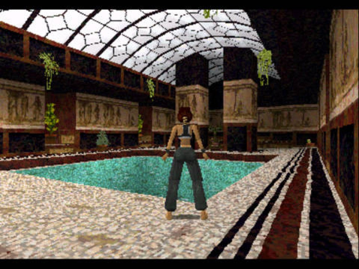 Tomb Raider gameplay for PlayStation 1 PS1 video game, action adventure, exploration and puzzle solving, classic Lara Croft debut title