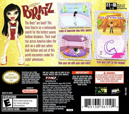 Bratz Forever Diamondz Nintendo DS fashion adventure game stylus controls mini games Yasmin Cloe Sasha Jade customize back cover art
