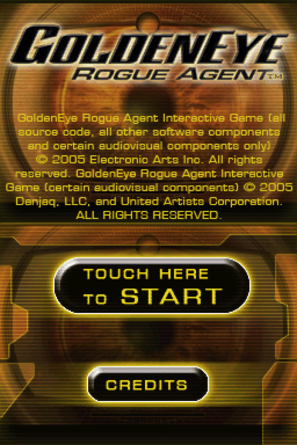 Goldeneye: Rogue Agent title screen for Nintendo DS (DS) video game