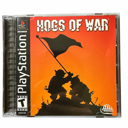 Hogs of War PlayStation 1 PS1 for retro video game enthusiasts featuring turn based strategy gameplay tactical pig warfare destructible environments humorous characters artillery combat single player and multiplayer action and collectible gaming appealcover art