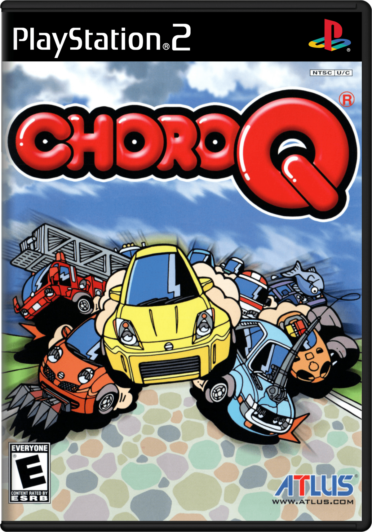Choro Q for PlayStation 2 (PS2) at Gamers INC, featuring the charming and quirky car-RPG where you customize adorable super-deformed vehicles with hundreds of parts, explore a living world populated by cars, and compete in diverse races and mini-games in a unique blend of adventure and arcade racing fun front cover  