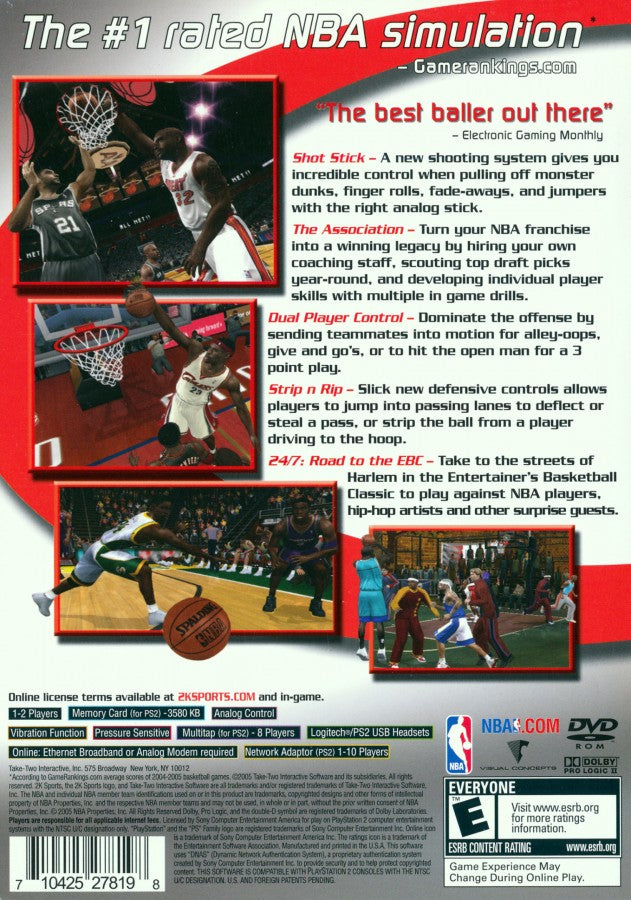 NBA 2K6 – PlayStation 2 (PS2) basketball sports video game back of case