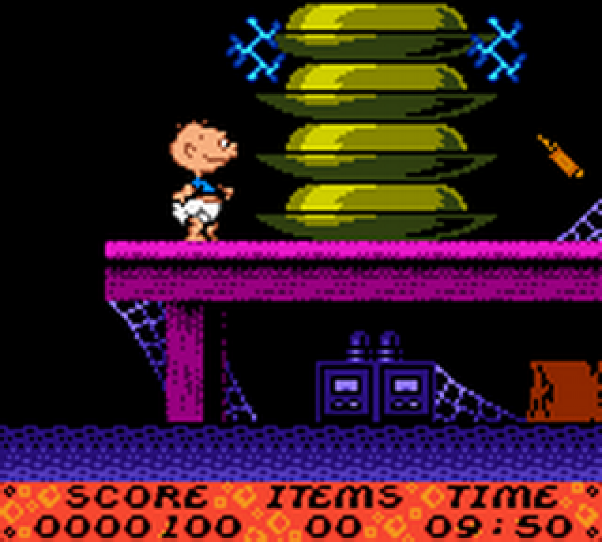 The Rugrats Movie Game Boy Color GBC handheld platformer action video game based on the animated film starring Tommy Pickles Chuckie Phil Lil Dil Reptar levels THQ gameplay screenshot