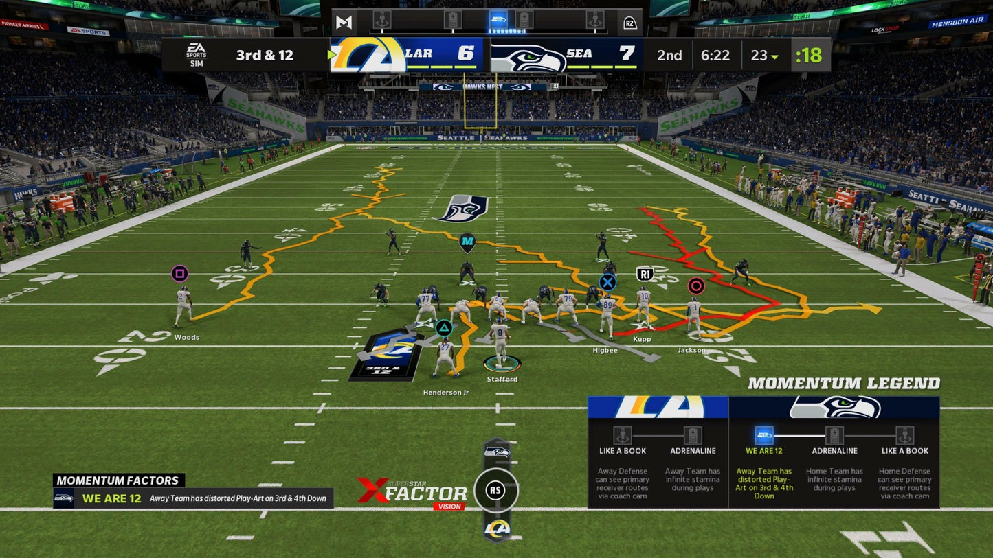 Madden NFL 22 for Xbox Series X (XSX) at Gamers INC, featuring the next-generation football experience powered by Dynamic Gameplay and Gameday Atmosphere, with enhanced AI, realistic player movement, and deeper "Face of the Franchise" and "Franchise Mode" features that bring every NFL Sunday to life in stunning 4K detail and lightning-fast loading speeds gameplay screenshot