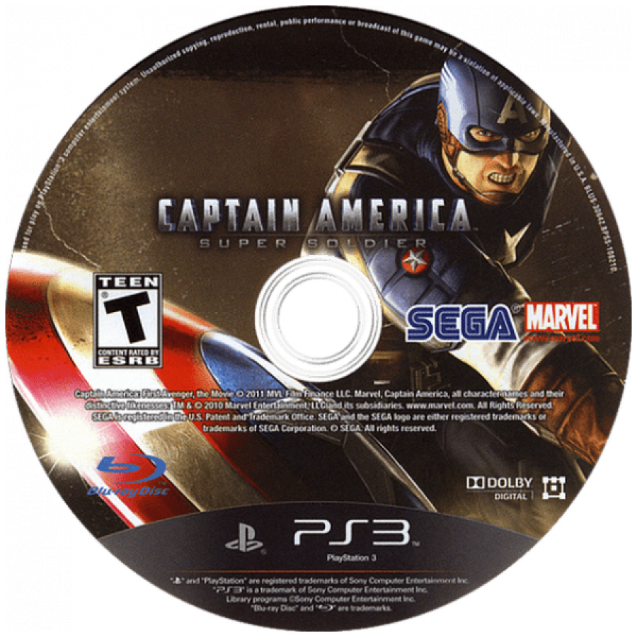 Captain America Super Soldier PS3 featuring superhero action gameplay with Captain America in World War II setting disc