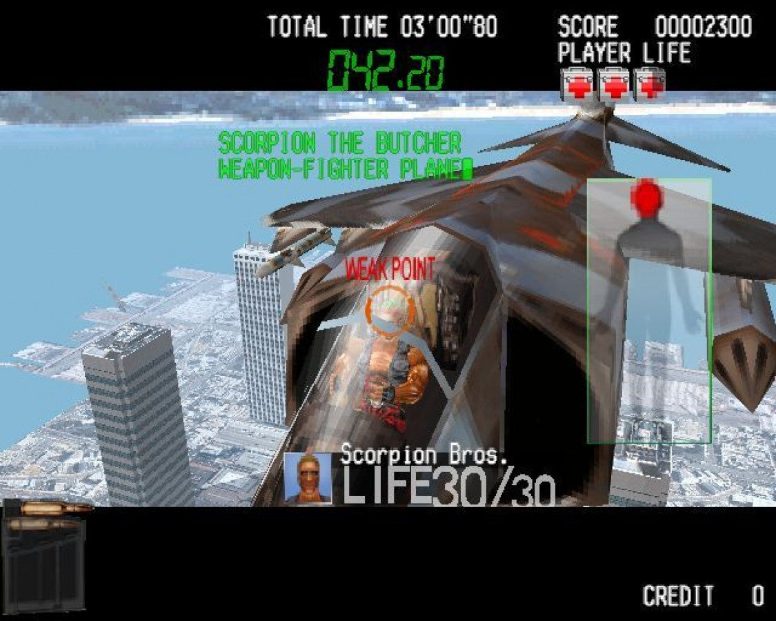 Silent Scope – PlayStation 2 (PS2) video game gameplay, arcade light-gun shooter.