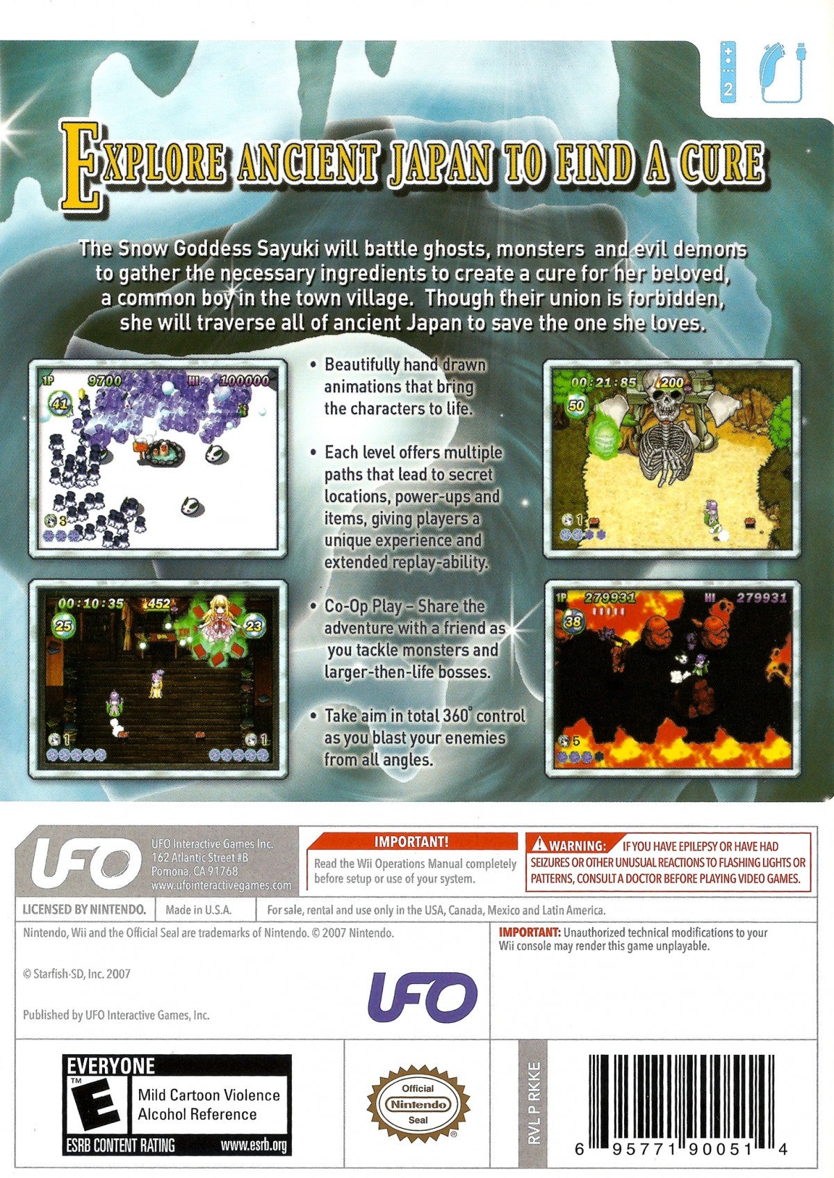 Heavenly Guardian – Nintendo Wii (Wii) vertical scrolling shooter back of case of video game