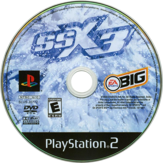 SSX 3 retro PlayStation 2 video game SSX 3 snowboarding sports extreme sports racing tricks open mountain multiplayer console title PlayStation 2 release disc