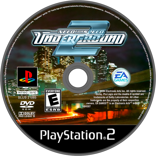 Need for Speed Underground 2 PS2 Sony PlayStation 2 street racing game open world driving tuner cars customization drift racing night city EA Black Box arcade racing multiplayer PlayStation 2 software video game title disc 