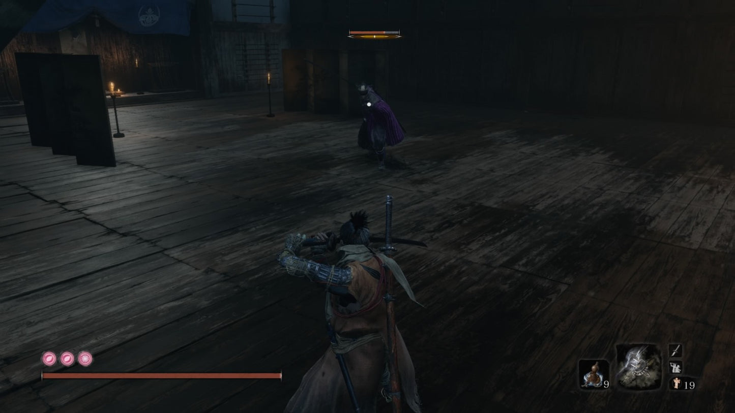 Retro Sekiro Shadows Die Twice PS4 inspired design featuring feudal Japan action adventure aesthetic shinobi stealth combat brutal sword duels mythical creatures FromSoftware gameplay intense samurai atmosphere cinematic dark fantasy presentation sekiro